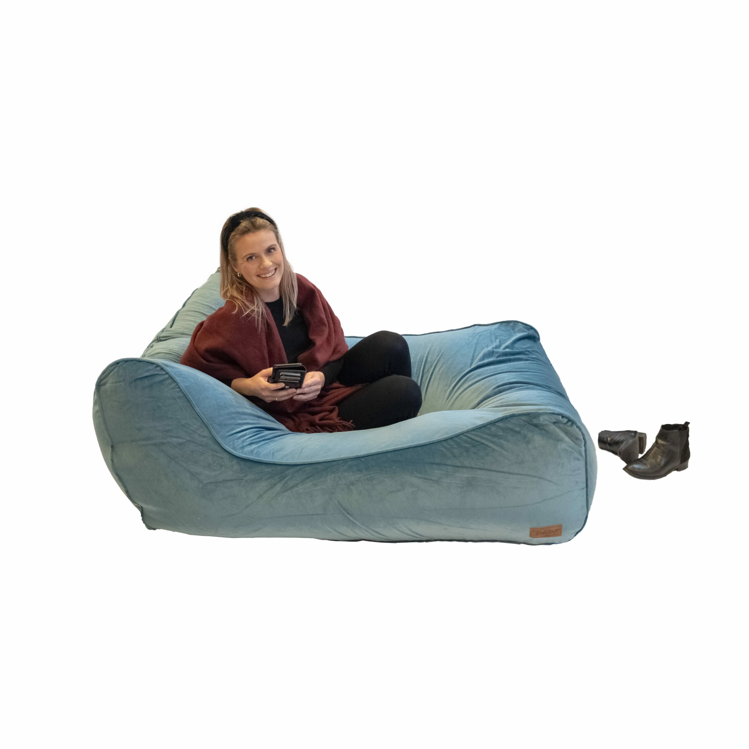 Sjøblått Fløyel Trekk Til Sittesekk 3 Sjøblått Fløyel Trekk Til Sittesekk